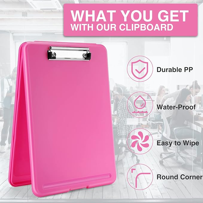 Sooez Clipboard with Storage, Plastic Storage Clipboards with Low Profile Clip - Image 4