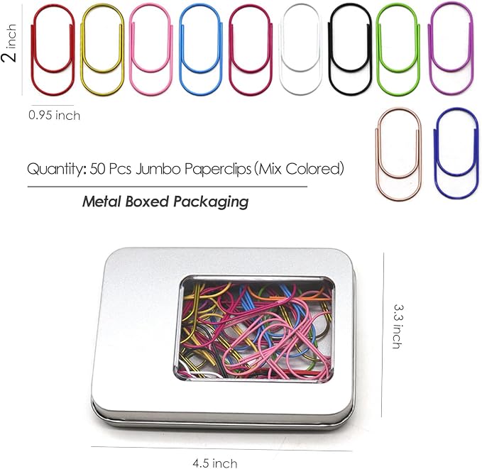 50 Pcs Jumbo Planner Paper Clips 2 inch – Cute Fun Paper Clips, Gifts - Image 2