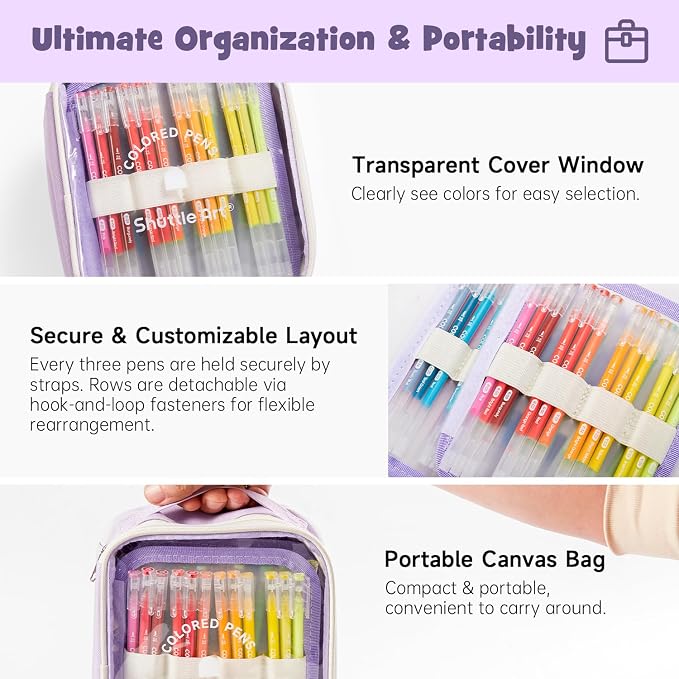 Shuttle Art Colored Pens, 72 Vibrant Colors Cute Journal Pens 0.6mm Fine Point - Image 8