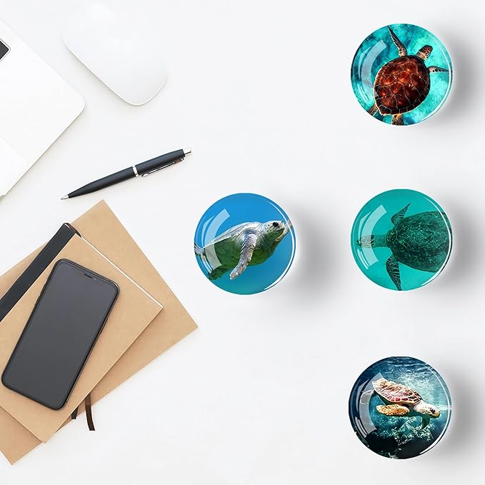12Pcs Glass Refrigerator Magnet Fridge Sticker,Turtle Fridge Magnets Decoration for Crafts,Strong Fridge Magnets for Kitchen, School,Office Whiteboard, Cabinet and Dishwasher-DeskLoop Office