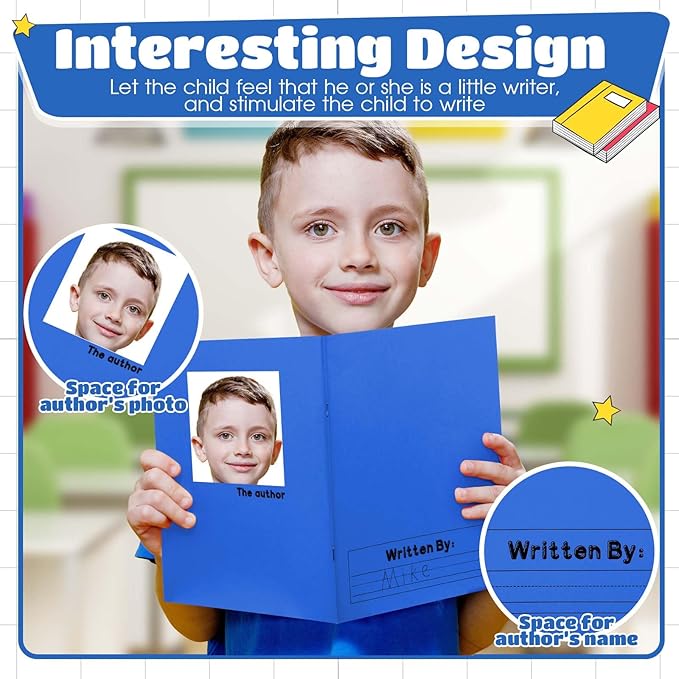 Henoyso 12 Pcs 120 Pages Primary Composition Notebooks K-2 9 3/4 x 7 1/2 Inch Journals Primary Journals Blank Books for Kids to Write Stories Kindergarten (Blue)-DeskLoop Office