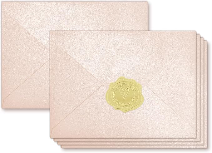 100 Pack Mini Pearl Pink Envelopes, 4 x 2.75" Shimmer Gift Card Envelopes by YINUOYOUJIA