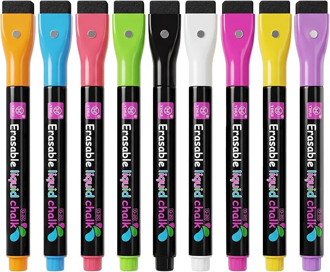 Erasable Markers for LED Acrylic Board, 9 Pack Magnetic Neon Chalk Markers 3mm - Image 8