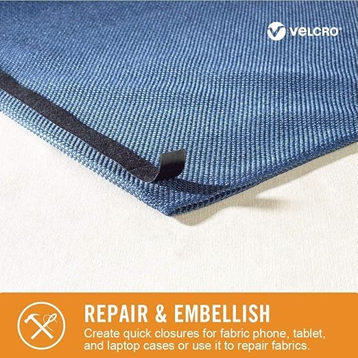 VELCRO Brand Sticky Back for Fabrics, 10 Ft Bulk Roll No Sew Tape with Adhesive, Cut Strips to Length Peel and Stick Bond to Clothing for Hemming Replace Zippers and Snaps, Black