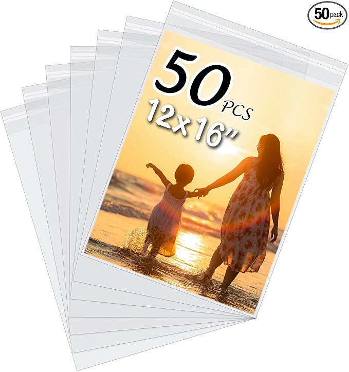 50 Pack Acid-Free Crystal Clear Sleeves Storage Bags by SOMIME