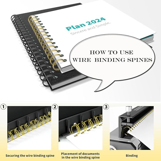 3 to 1 Pitch Twin Loop Wire Binding Spines, 3/8 Inch Book Binder Combs, 100 Pack Spiral Binding Coils for Booking Binder Machine, Students and Coworkers (60 Sheet Capacity,Gold)-DeskLoop Office