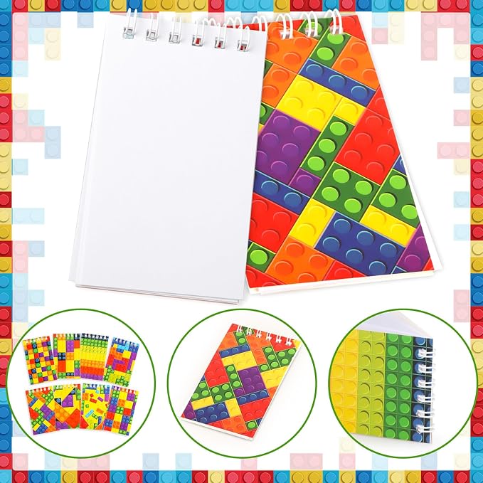 Hooqict 24 Pack Small Pocket Notebook Bulk Mini Building Block Notebooks Party - Image 3