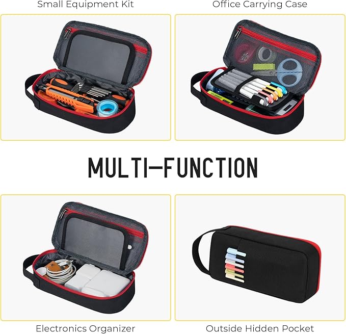 ECHSRT Big Pencil Case, Aesthetic Portable Zipper Pencil Bag with Hidden Pocket, Special Pouch for Men Women Adults, Stationery Organizer Pen Cases for Office Travel,Black-DeskLoop Office