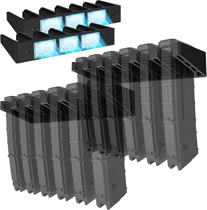 Solid ABS 6X Standard PMAG Wall Mount, Mag Holder, Home Magazine Storage Rack by RUSFOL