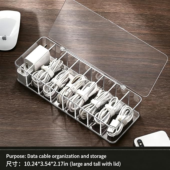 4Pcs cord organizer box with Lid, 10.2 x 3.5 x 2.2in, Desktop Cord Organizer - Image 7