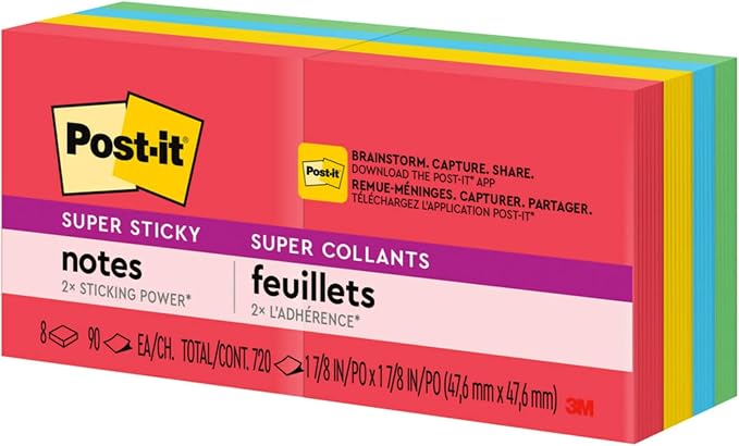 Post-it Super Sticky Notes, 1.88 x 1.88 in, Playful Primaries, 8 Pads | School - Image 13