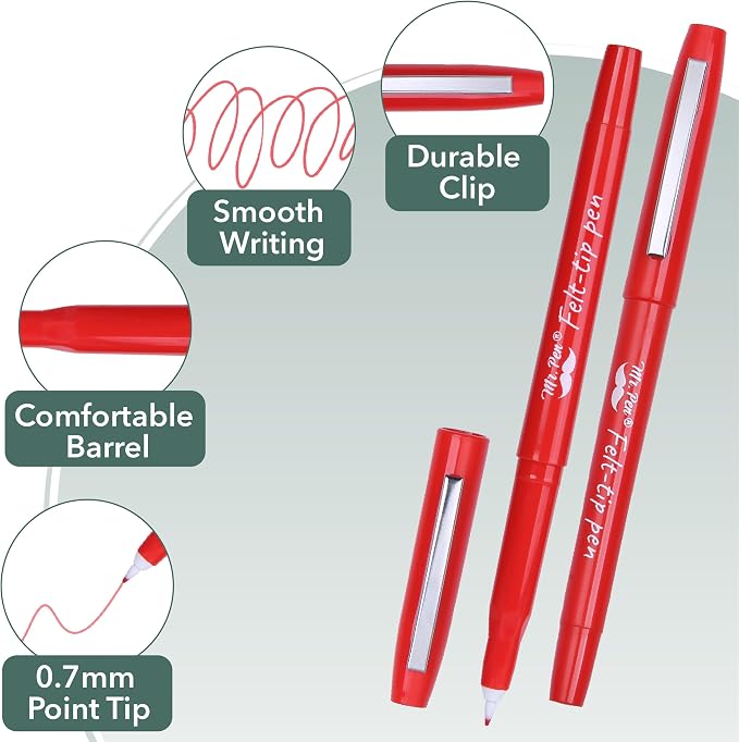 Mr. Pen- Felt Tip Pens, 30 Pack, 0.7 mm, Fast Dry | No Smear, Planner Markers - Image 3