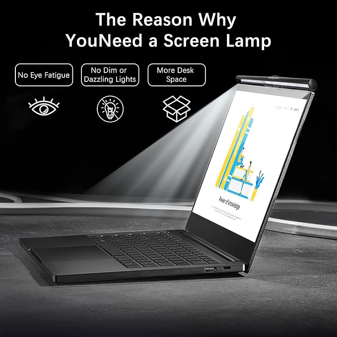 Wodgreat Laptop Monitor Lamp, LED Screen Light Bar, Adjustable Brightness & - Image 2