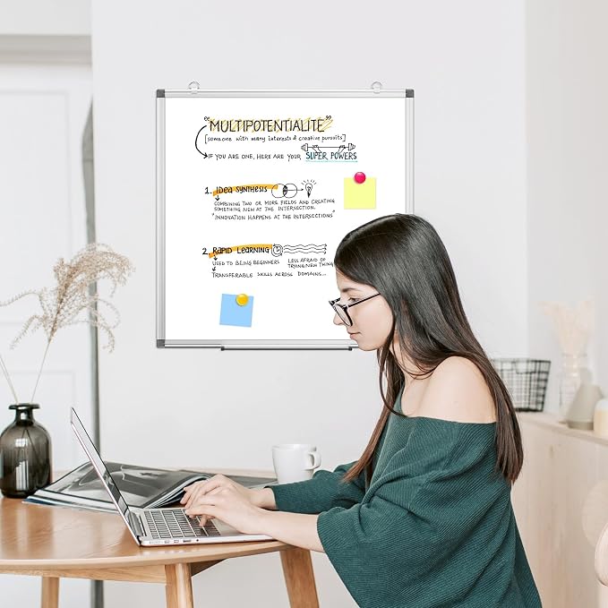 WALGLASS Double-Sided White Board, Hanging Mounted Whiteboard Silver Aluminium - Image 6