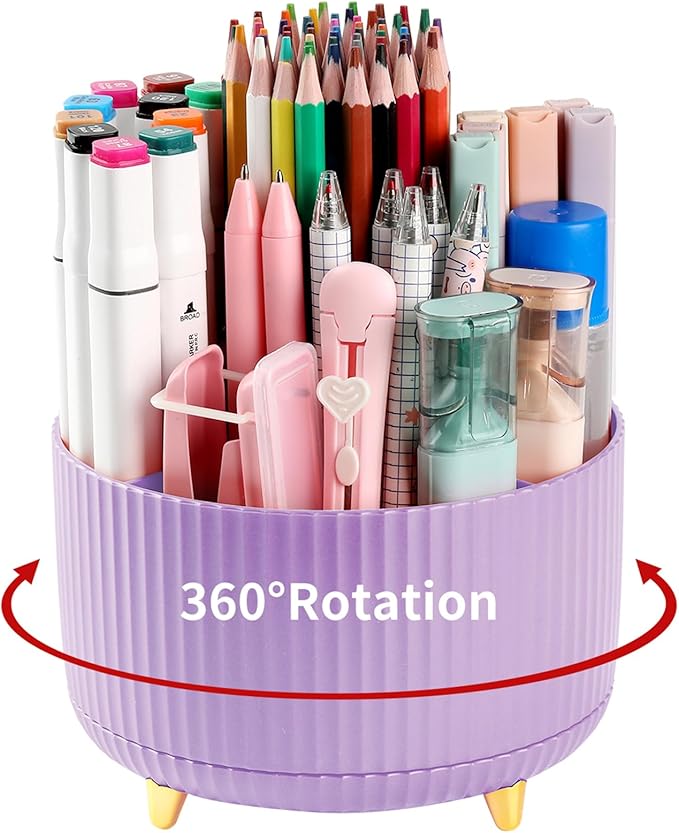 Desk Pencil Pen Holder, 5 Slots 360°Degree Rotating Pen Organizers by EDENMS