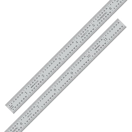 PEC Tools Steel Rule, 12 Inch, 4R Satin Chrome Finish, Made in USA by PECTools