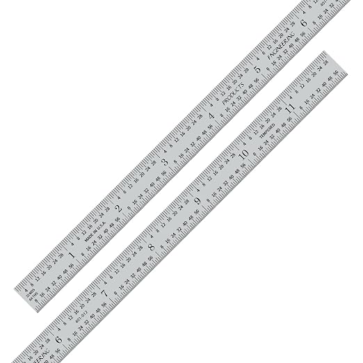 PEC Tools 12" Metal Ruler, Flexible Stainless Steel Rule, 4R Graduation by PECTools