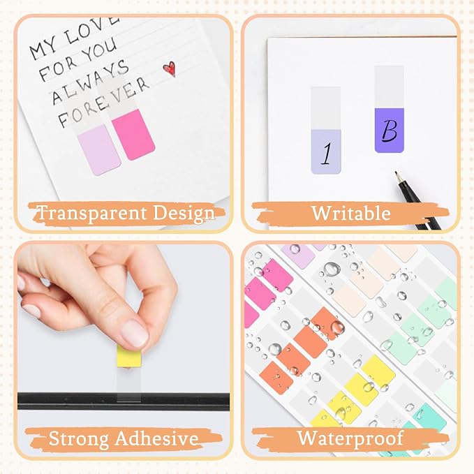 Imeepa 480 PCS Sticky Index Tabs, 12 Colors Page Markers | Writable & - Image 3