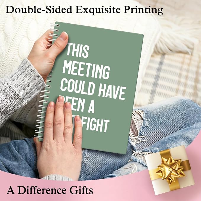 XQLZY This Meeting Could Have Been A Fist Fight Green Spiral Notebook, Funny - Image 6