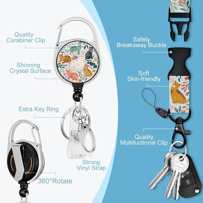 Immaturus Floral Cat Lanyards for ID Badges, Cute Badge Holder - Image 5
