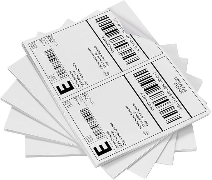 Shipping Labels, Pacific Mailer Half Sheet Shipping Label Compatible by PacificMailer