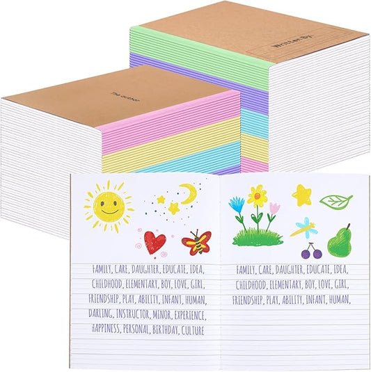 Henoyso 40 Pcs Primary Composition Notebook 9 3/4 x 7 1/2 Inch Kids Journal, Back to School Supplies, K-2 Primary Writing Notebook for Kids Student Draw and Write Story Journal (Macaron Color)-DeskLoop Office