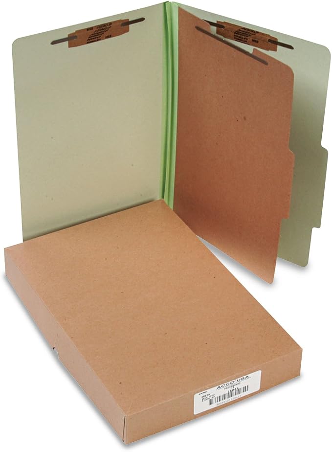 ACCO ACC16044 Pressboard 25-Point Classification Folders, Leaf Green by ACCO+Brands