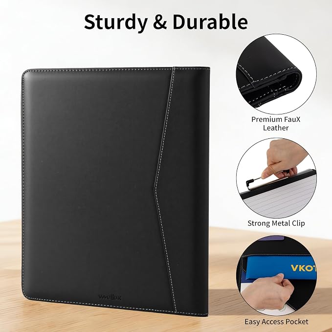 Professional Padfolio with Notepad Included | Faux Leather Portfolio Folder - Image 4