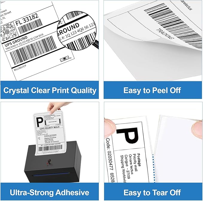 100 4x6 Thermal Labels 100/Stack, HUOJI Shipping Thermal Labels 4x6 Fanfold - Image 2