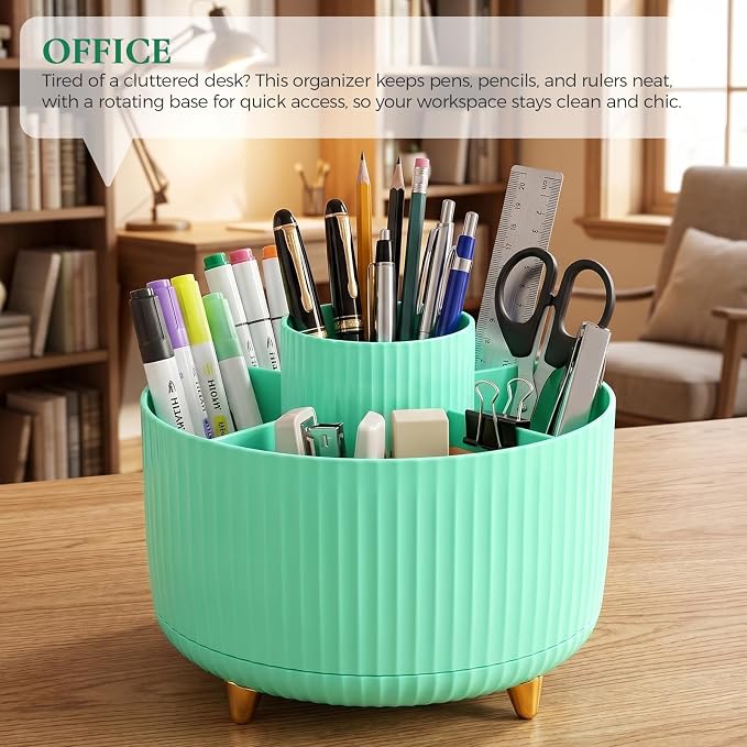 KONVINIT Pencil Pen Holder for Desk, 5 Slots 360-Degree Rotating Desktop - Image 7