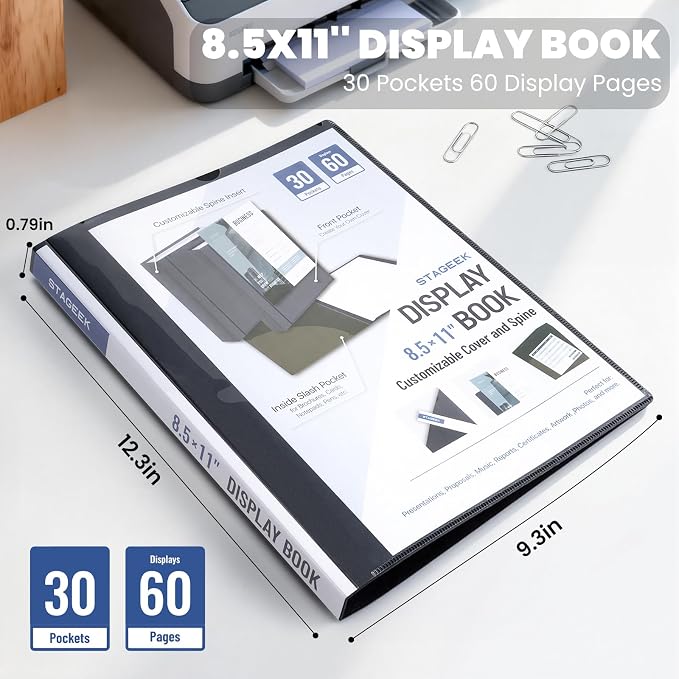 STAGEEK 30-Pocket Portfolio Binder Display 60 Pages, 8.5x11 Binder - Image 2