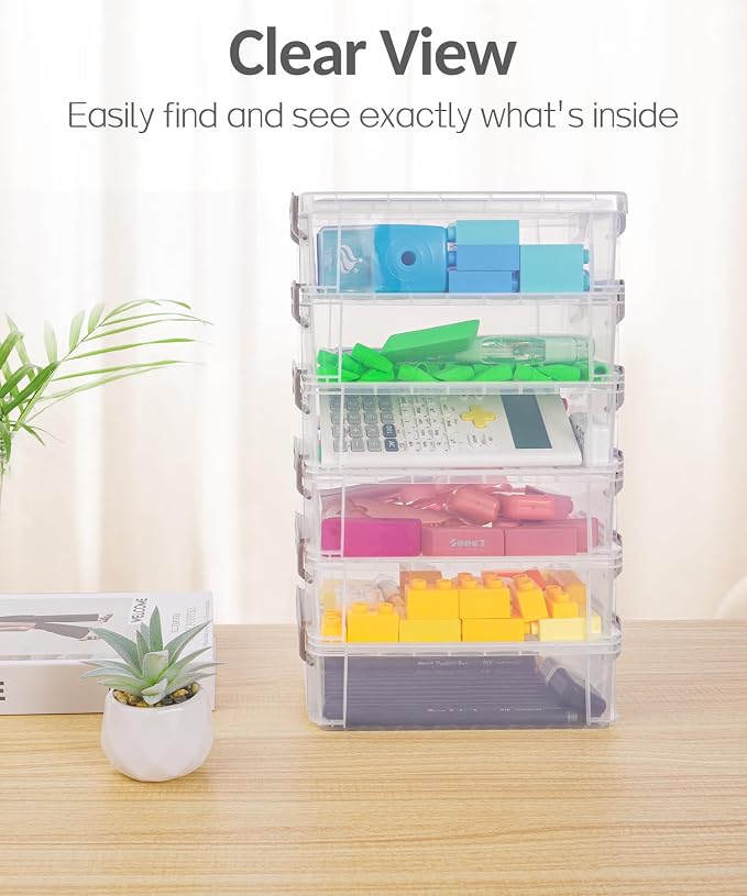 Sooez 6 Pack Extra Large Pencil Box, Plastic Hard Pencil Case Crayon Box Bulk - Image 5