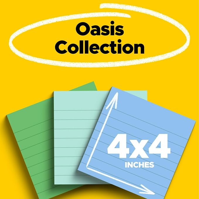 Post-it 100% Recycled Super Sticky Notes, 3 x 3 in, 24 Lined Pads | School - Image 2