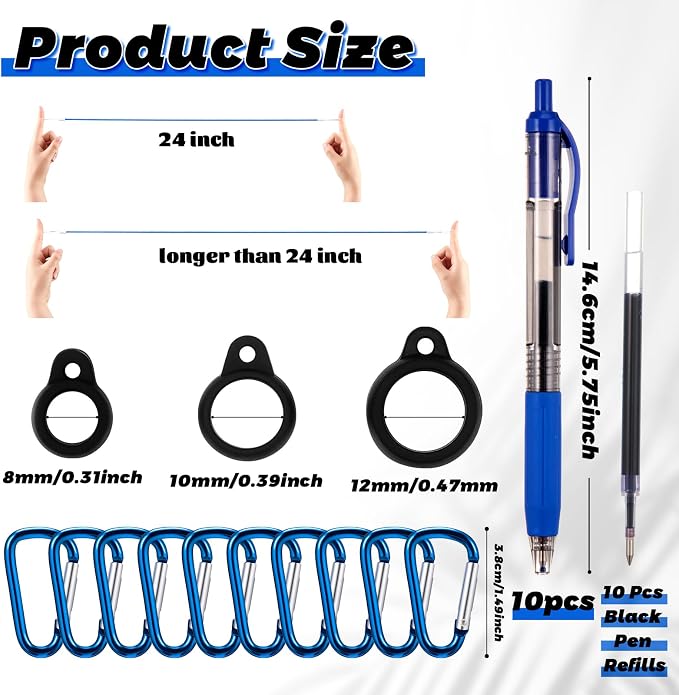 Lewtemi 10 Sets 24 Inch Pen Leash Pen Silicone Lanyard Holder - Image 2