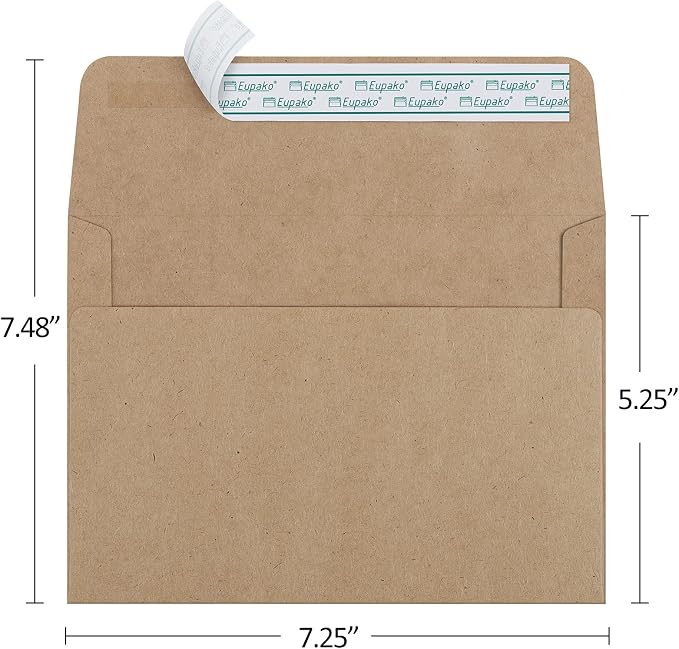 Eupako 5x7 Envelopes Self Seal 100 Pack, Kraft Paper Envelope - Image 2
