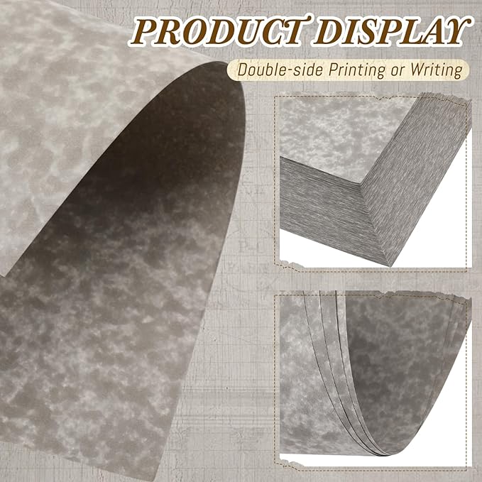 Epakh 200 Pcs Old Age Parchment Paper 8.5 x 11 Inch Standard Letter Vintage Colored Old Parchment Semblance Double Side Printing Paper (Khaki Gray)-DeskLoop Office