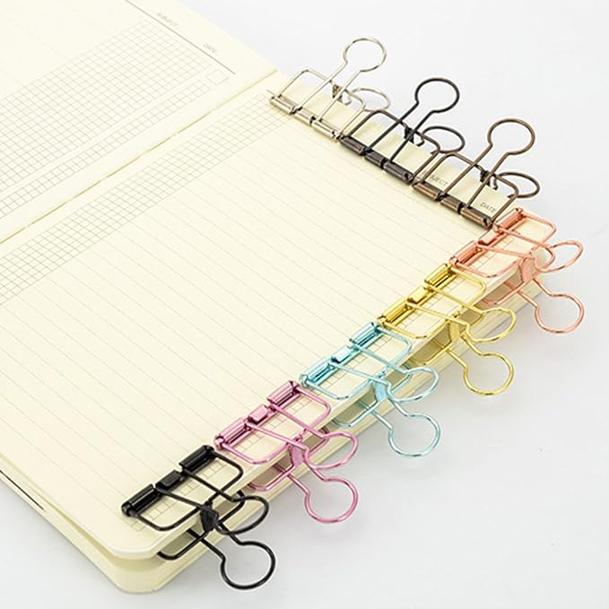 Color Hollow Out Paper Binder Clip Invoice Bill Clip Office Supplies Pack of 10 - Image 3