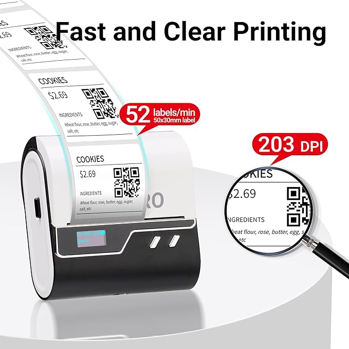 ORGBRO Z3 Label Maker Machine with Tape, 3 Inch Bluetooth Thermal Label Printer, Portable Sticker Printer for Small Business, Office, Home Organization, Barcode, Address, Compatible with Phones & PC-DeskLoop Office