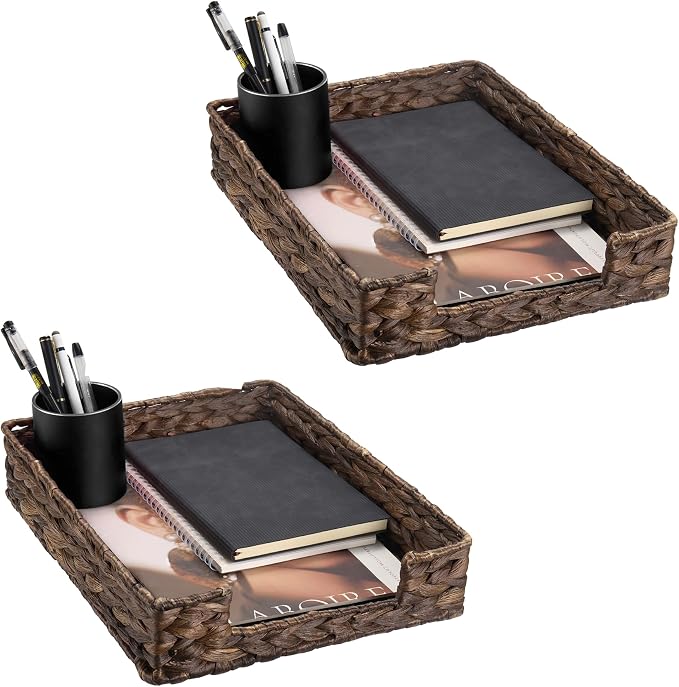 Set of 2 Water Hyacinth Letter Tray by PINXIURY