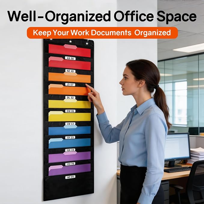 SUNEE 10 Pockets Hanging Wall File Organizer, Space Saver - Image 2