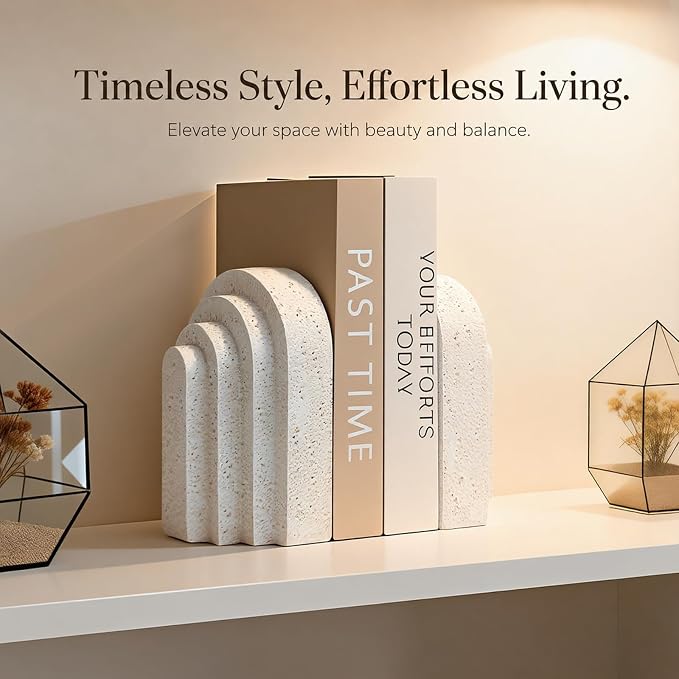 Heavy Duty Book Ends for Shelves, Decorative Book Stopper for Shelves, Resin - Image 8