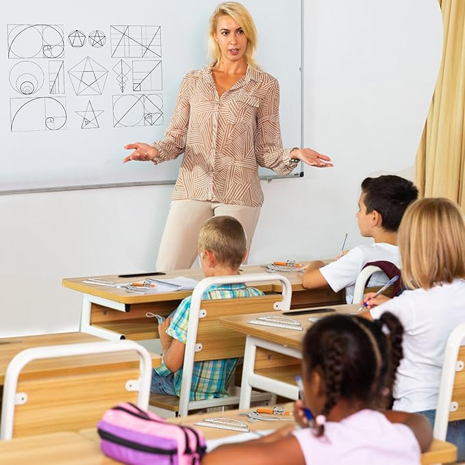 120 Pieces Geometry Math Set Compass for Geometry Math Compass and Protractor Set Include Metal Compass with Pencil Plastic Ruler and Protractor for Student School Office Woodworking Drawing Tools-DeskLoop Office