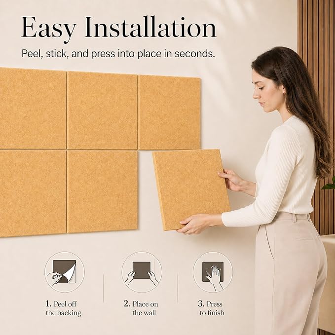 Felt Bulletin Board Tiles, Cork Board Alternative, 48 x 36 in | 0.35 in modular - Image 4