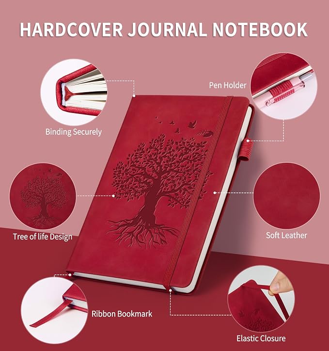 Lined Journal Notebook for Women Men, A5 Hardcover Leather Journals for Writing - Image 2
