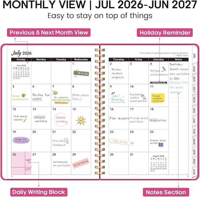 8.5" x 11" Academic Planner 2026-2027, Weekly & Monthly Calendar Planner Book - Image 2