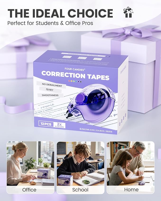 Four Candies Silent Correction Tape, Ergonomic Easy-to-Use Applicator, Fast - Image 9
