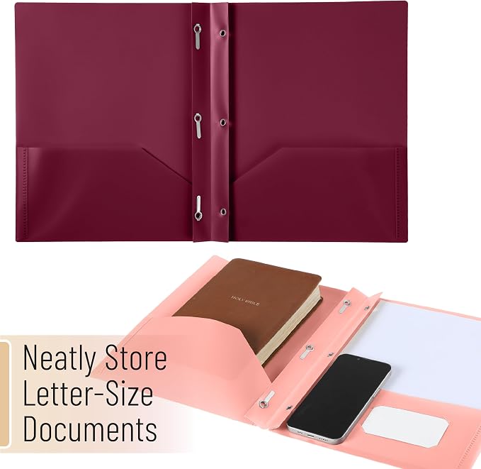 Mr. Pen- Plastic Folders with Pockets and Prongs, 5 Pack, Letter Size | Sunset - Image 7