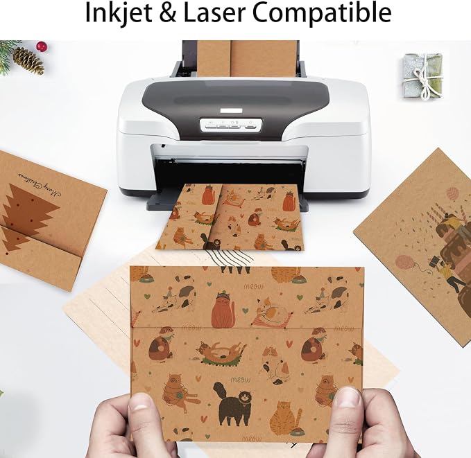 A2 Brown Kraft Envelopes 100 Pack, Goefun 4.375 x 5.75 Printable Greeting Card - Image 4