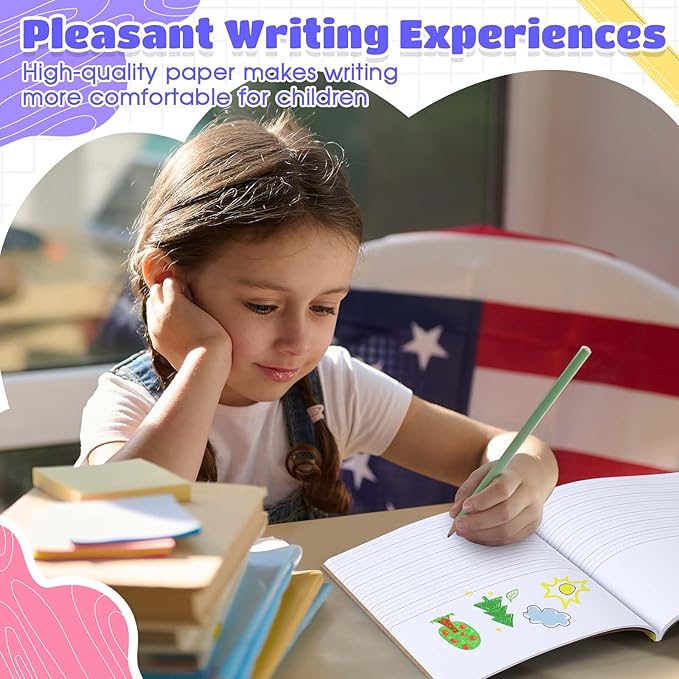 Henoyso 20 Pcs 120 Pages Primary Composition Notebooks K-2, Primary Journal Grades K-2, Writing Journal Practice Notebook for Kids in Preschool, Kindergarten, Back to School Supplies (Rainbow)-DeskLoop Office