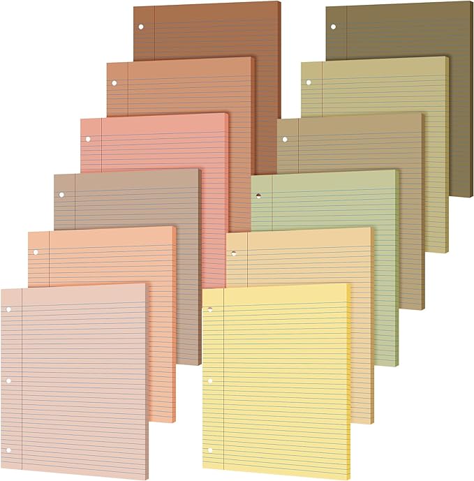 PerKoop 600 Sheets Colored Loose Leaf Paper 8.5" x 11" college ruled Lined 3 Hole Punched notebook Filler Paper for 3 Ring Binders Office School Supplies (Cute Color)-DeskLoop Office